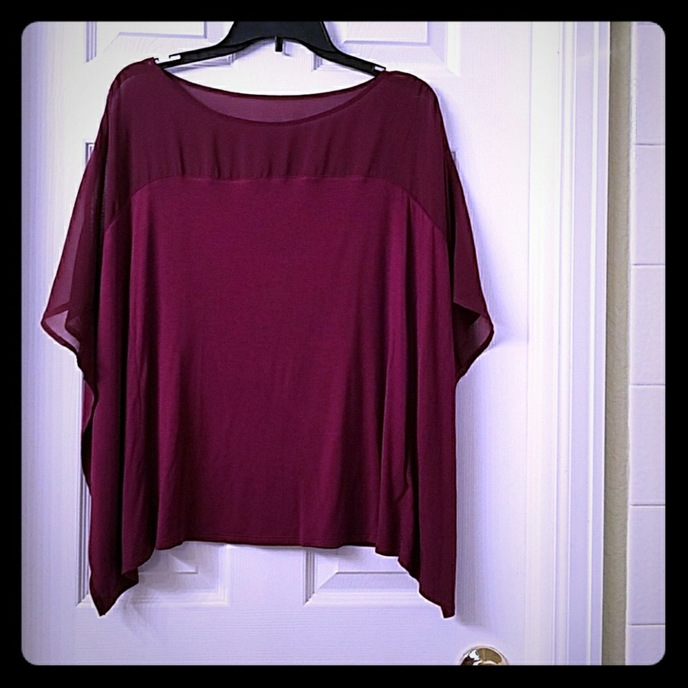 New burgundy poncho top
